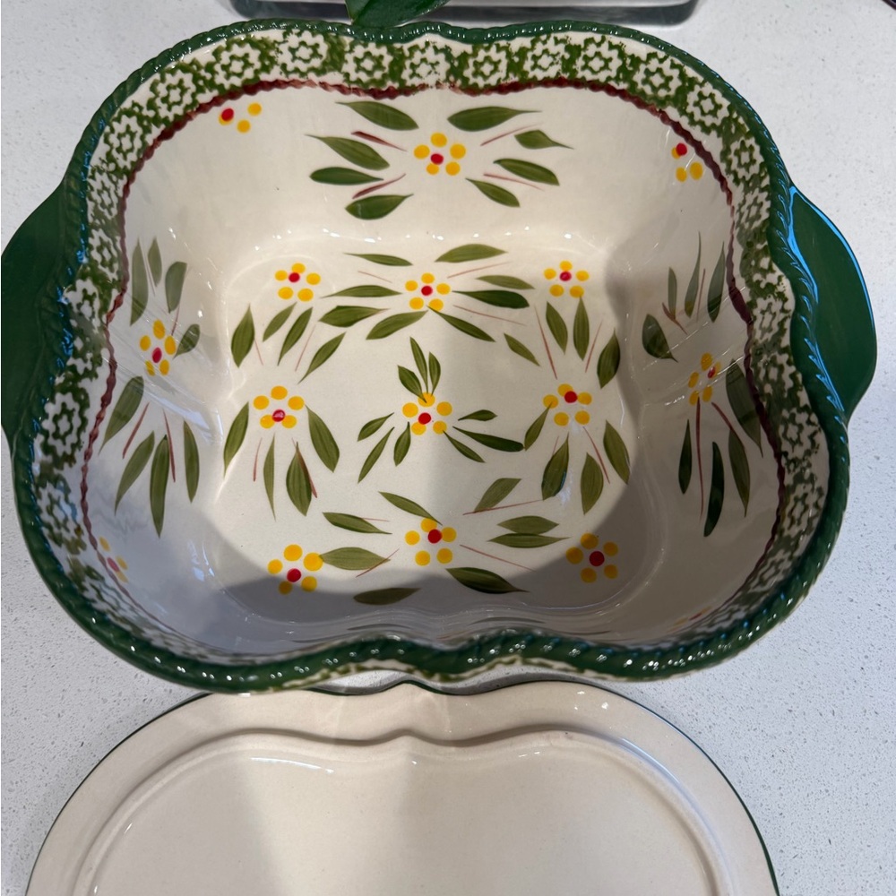 Temptations Floral Decorative Ceramic Dish with Green Yellow PPP-SQ-922603 #3 - Picture 5 of 7